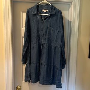 Loft denim l/s button up dress size XXL